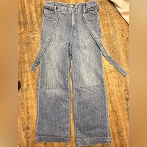 J.Crew High Rise Wide Leg Jeans 27 Tie Waist Light Wash